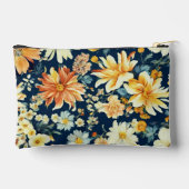 驚くべきオレンジ色の黄色と繊細な白い花 アクセサリーポーチ (裏面)