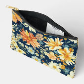驚くべきオレンジ色の黄色と繊細な白い花 アクセサリーポーチ (見開き)
