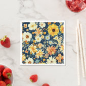 驚くべきオレンジ色の黄色と繊細な白い花 スタンダードカクテルナプキン (インサイチュ)