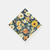 驚くべきオレンジ色の黄色と繊細な白い花 スタンダードカクテルナプキン (角)