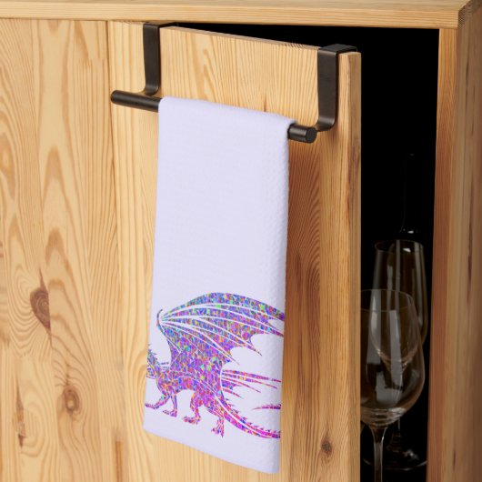 驚くべきモザイクのドラゴンパープルアクセント キッチンタオル (三つ折り)