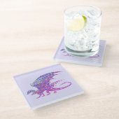 驚くべきモザイクのドラゴンパープル ガラスコースター (アングル)