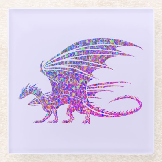 驚くべきモザイクのドラゴンパープル ガラスコースター (正面)