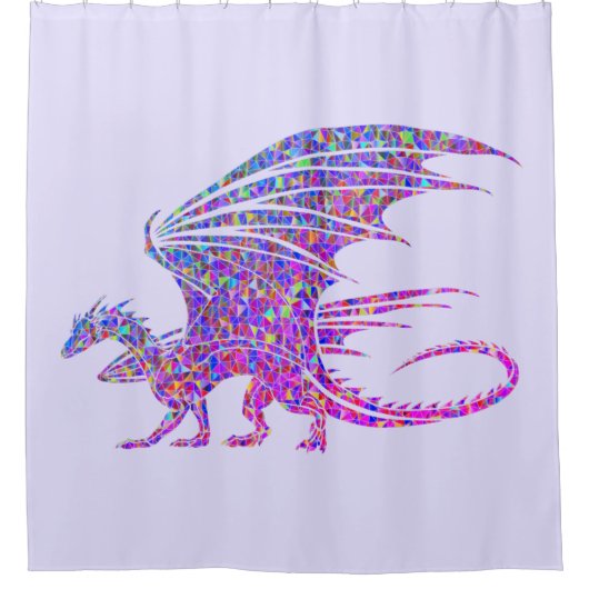 驚くべきモザイクのドラゴンパープル シャワーカーテン (正面)