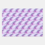 驚くべきモザイクのドラゴンパープル ラッピングペーパーシート (正面2)