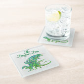 驚くべきモザイクグリーンドラゴンパーソナル ガラスコースター (アングル)