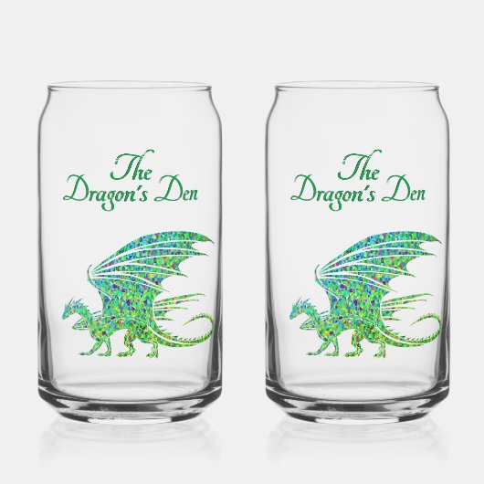 驚くべきモザイクグリーンドラゴンパーソナル ガラス缶 (正面)