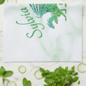 驚くべきモザイクグリーンドラゴンパーソナル キッチンタオル (折り畳み)