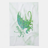 驚くべきモザイクグリーンドラゴンパーソナル キッチンタオル (縦)