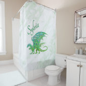 驚くべきモザイクグリーンドラゴンパーソナル シャワーカーテン (インサイチュ)