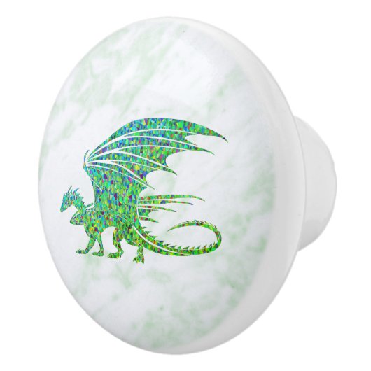 驚くべきモザイクグリーンドラゴンパーソナル セラミックノブ (右)