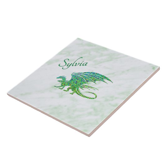 驚くべきモザイクグリーンドラゴンパーソナル タイル (側面)