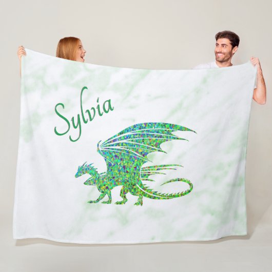 驚くべきモザイクグリーンドラゴンパーソナル フリースブランケット (インサイチュ)