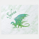 驚くべきモザイクグリーンドラゴンパーソナル フリースブランケット (正面(横))