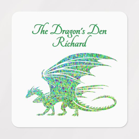 驚くべきモザイクグリーンドラゴンパーソナル ラベル (デザイン1)