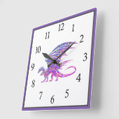 驚くべきモザイクドラゴンパープルブラックナンバーズススクエア スクエア壁時計 (傾斜)