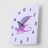 驚くべきモザイクドラゴンパープルブラックナンバ スクエア壁時計 (傾斜)