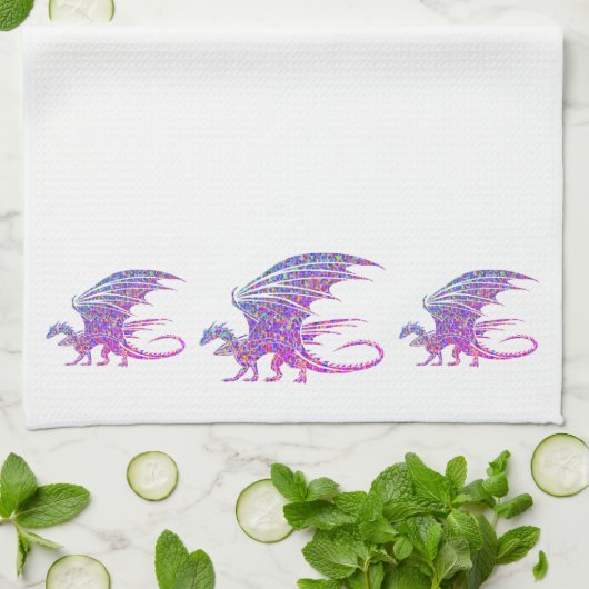 驚くべきモザイク・ドラゴン キッチンタオル (折り畳み)