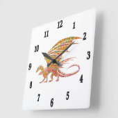 驚くべきモザイク・ドラゴン スクエア壁時計 (傾斜)