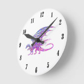 驚くべきモザイク・ドラゴン ラウンド壁時計 (傾斜)