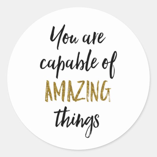 驚くべき事やる気を起こさせる引用文 ラウンドシール (正面)