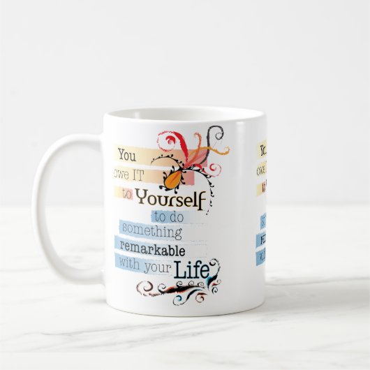 驚くべき人生感動的図解入りの、写真付きの引用文 コーヒーマグカップ (左)