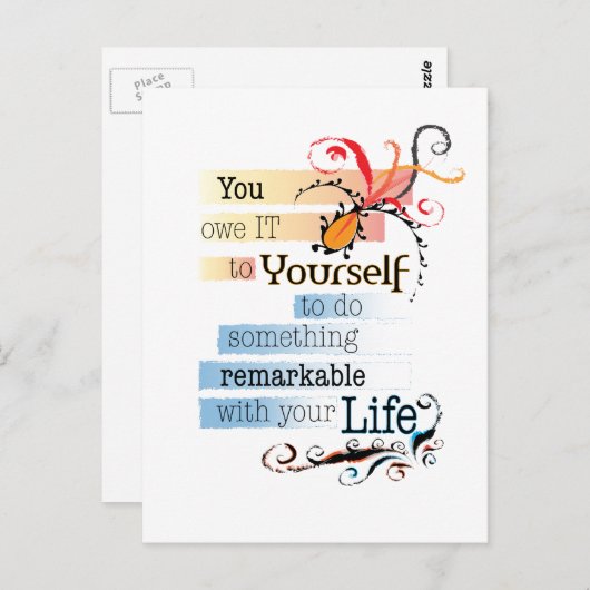 驚くべき人生感動的図解入りの、写真付きの引用文 ポストカード (正面/裏面)