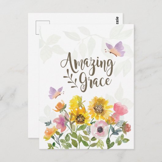 驚くべき優美な花と蝶のクリスチャン ポストカード (正面/裏面)