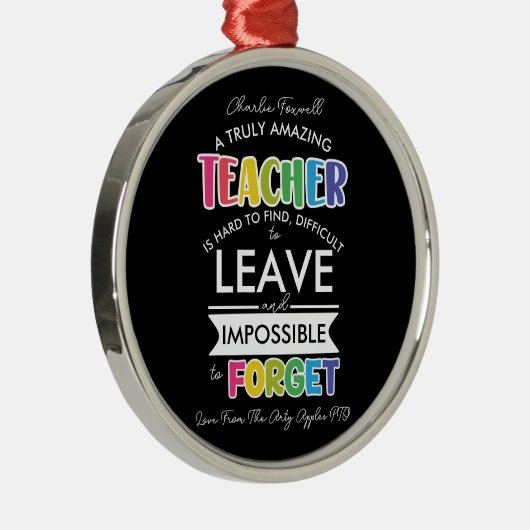 驚くべき先生は不可能を見つけるための懸命であ忘れる メタルオーナメント (右)