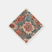 驚くべき化膿性ヴィンテージ赤青の花 スタンダードカクテルナプキン (角)