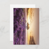 驚くべき夜明けの日独身のの出の木と紫のヒース 出欠カード (正面/裏面)