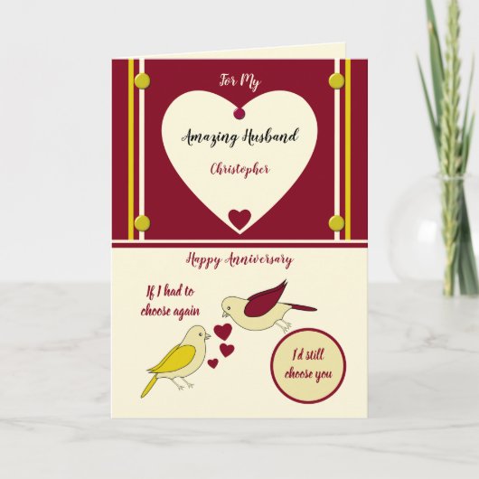 驚くべき夫のアニバーサリーイエローと赤 カード (正面)