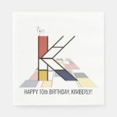 驚くべき新造形主義スタイル・モノグラム。文字K スタンダードランチョンナプキン (正面)