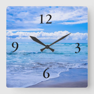 驚くべき海波 スクエア壁時計