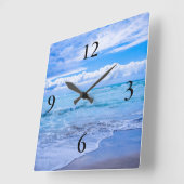 驚くべき海波 スクエア壁時計 (傾斜)
