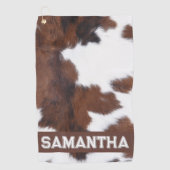 驚くべき牛プリントゴルフボール ゴルフタオル (正面)