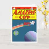 驚くべき牛 カード (黄色い花)