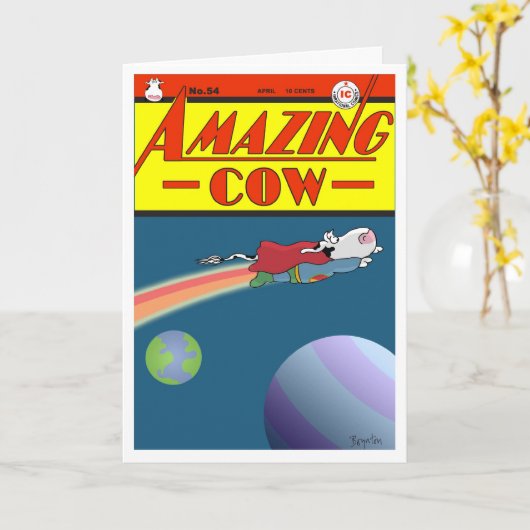 驚くべき牛 カード (黄色い花)