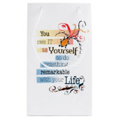 驚くべき生活感動的図解入りの、写真付きの引用文 スモールペーパーバッグ (裏面)