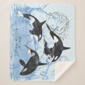 驚くべき白黒の水色のOrcas シェルパブランケット (正面)