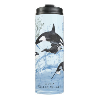 驚くべき白黒の水色のOrcas タンブラー