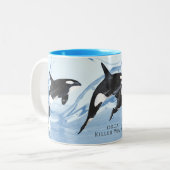 驚くべき白黒の水色のOrcas ツートーンマグカップ (正面左)