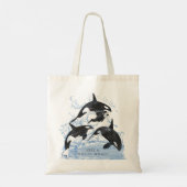 驚くべき白黒の水色のOrcas トートバッグ (裏面)