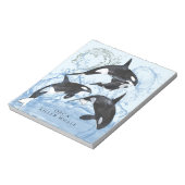 驚くべき白黒の水色のOrcas ノートパッド (回転)