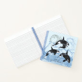 驚くべき白黒の水色のOrcas ノートブック (内部)