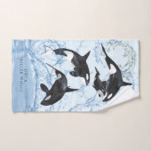 驚くべき白黒の水色のOrcas バスタオルセット (ハンドタオル)