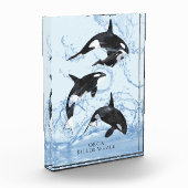 驚くべき白黒の水色のOrcas フォトブロック (左)