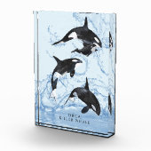 驚くべき白黒の水色のOrcas フォトブロック (右)