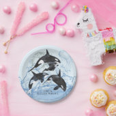 驚くべき白黒の水色のOrcas ペーパープレート (パーティー)