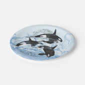 驚くべき白黒の水色のOrcas ペーパープレート (アングル)